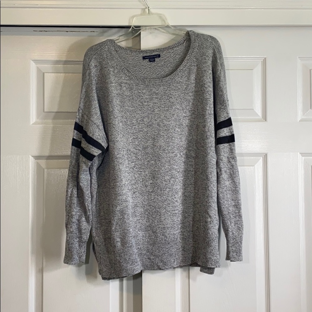 American Eagle Striped Sleeve Knit Sweater XL